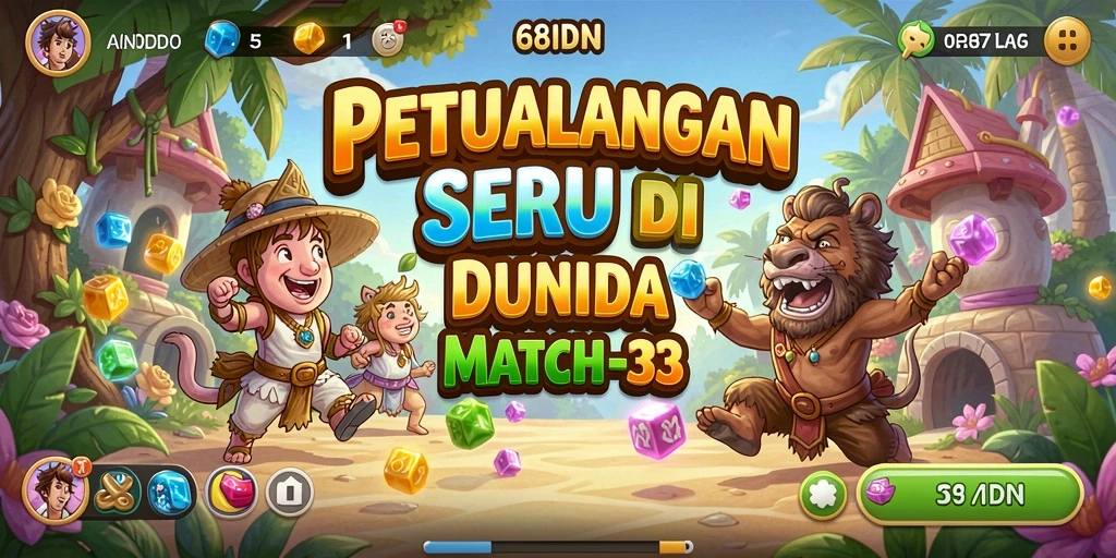 Tampilan gameplay 68IDN dengan permata berwarna-warni yang menarik.