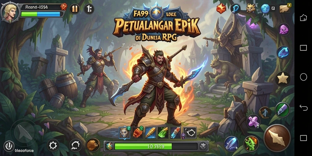 Screenshot menampilkan pertempuran seru dalam game RPG FA99.