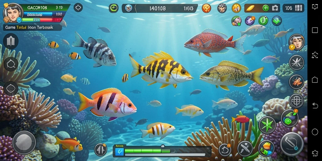 Screenshot menampilkan aksi menembak ikan yang seru di GACOR108.