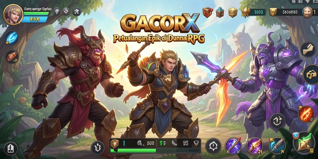 Tampilan gameplay menarik dari GACORX saat berpetualang di dunia RPG.