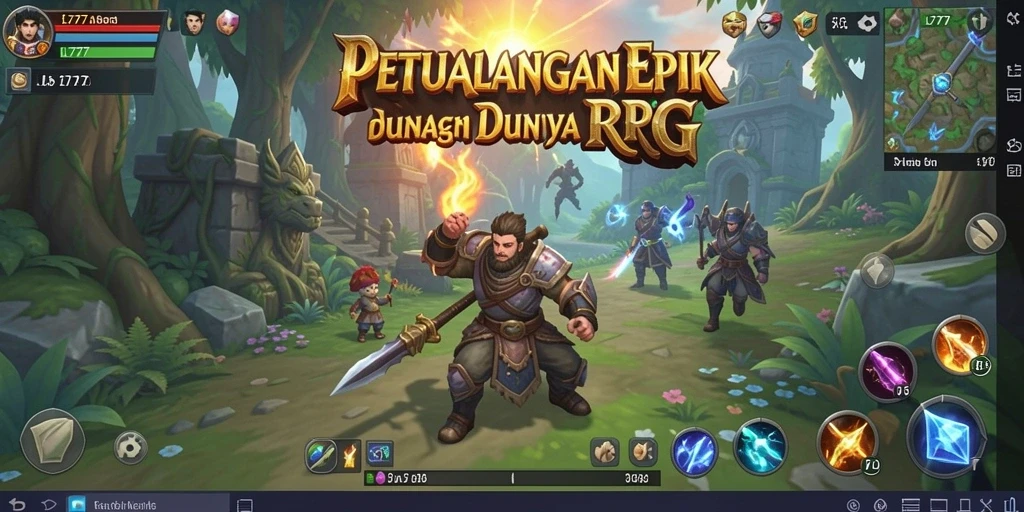 Tangkapan layar gameplay L777 menampilkan pertempuran epik di dunia fantastis.