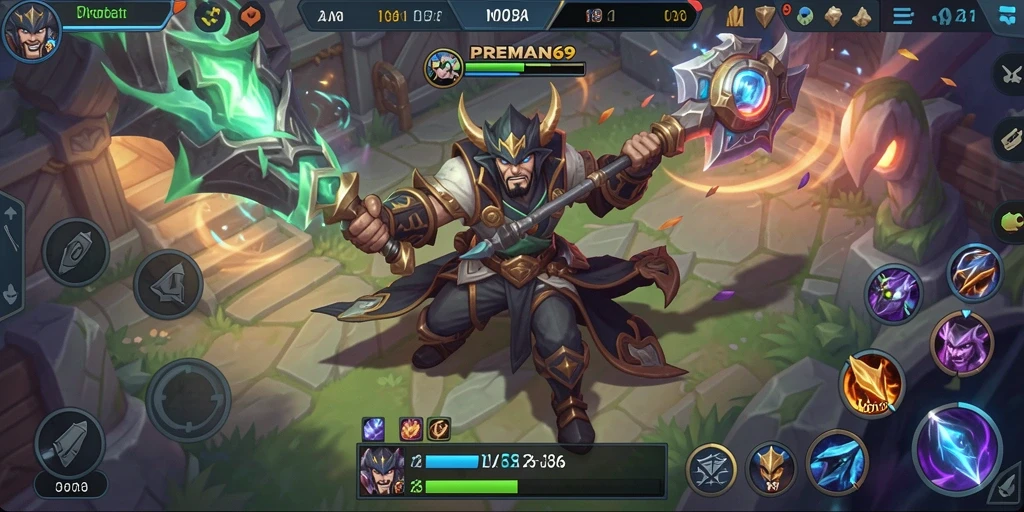 Tangkapan layar pertarungan gameplay seru di PREMAN69 dengan karakter unik.