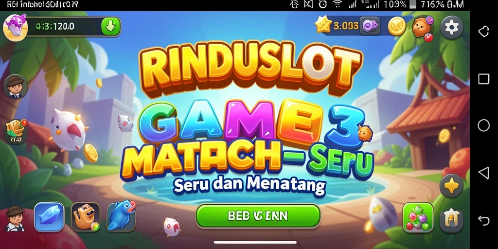 Tampilan gameplay RINDUSLOT dengan elemen Match-3 yang menarik.