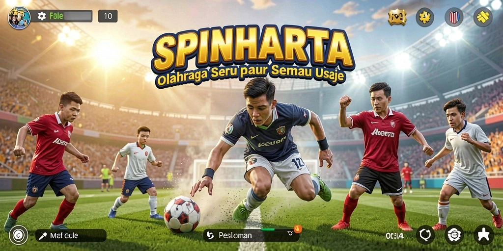 Tangkapan layar SPINHARTA menampilkan aksi seru dalam pertandingan olahraga.