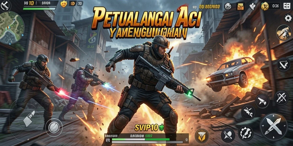 Tampilan aksi mendebarkan dalam gameplay SVIP10 yang seru.