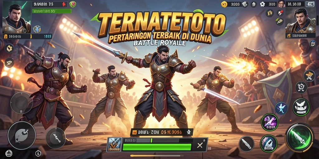 Screenshot gameplay TERNATETOTO yang menggambarkan pertarungan seru di arena Battle Royale.