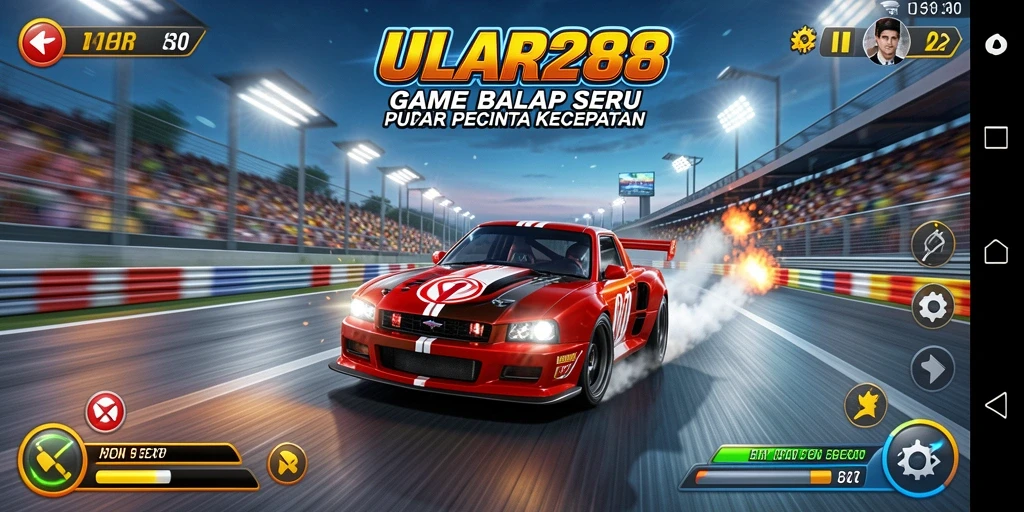 Tampilan gameplay menegangkan dalam balapan ULAR288.