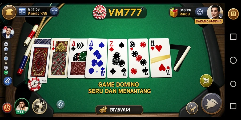 Screenshot gameplay VM777 menampilkan aksi seru permainan Domino.